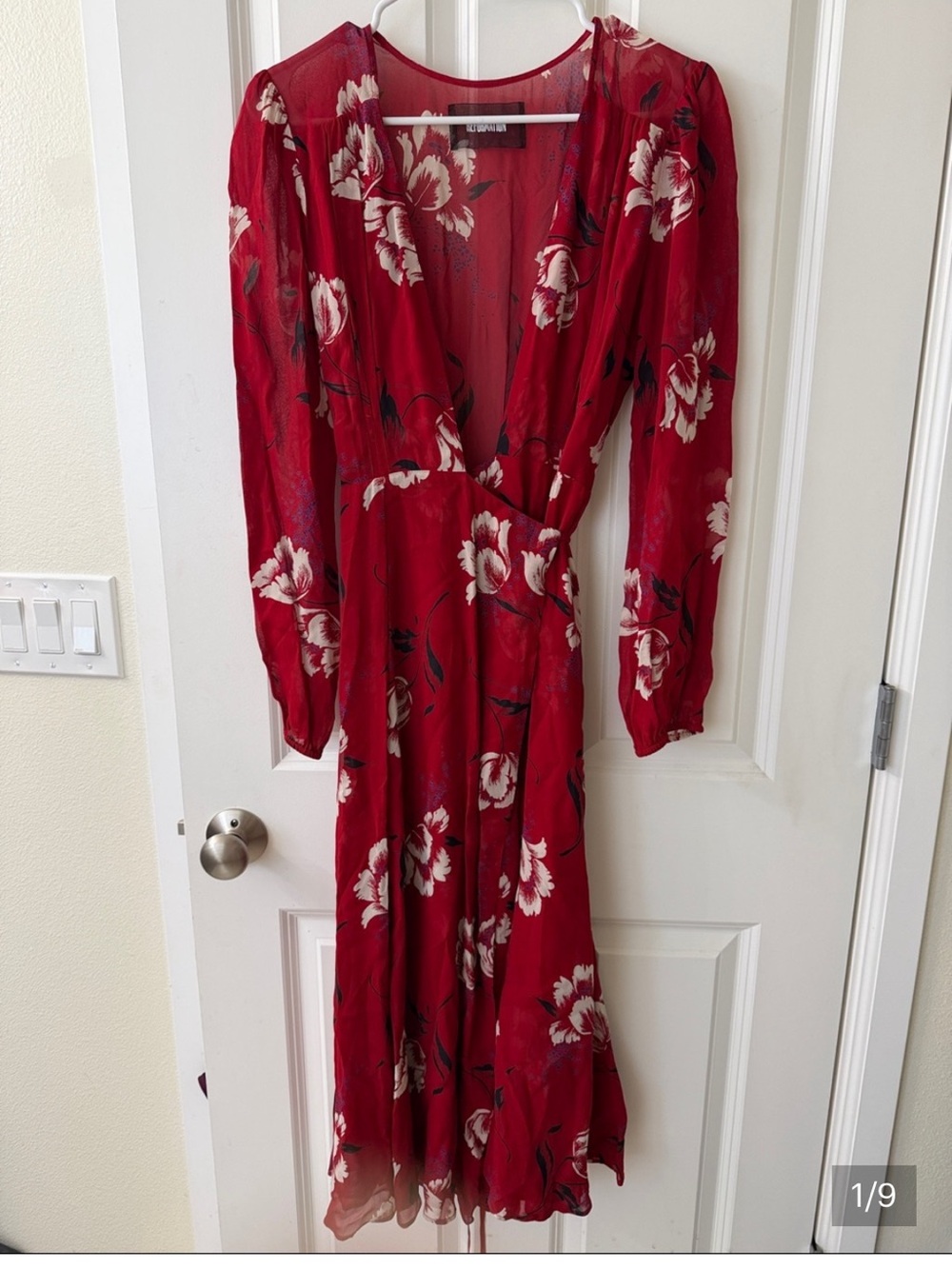 Reformation Red Floral Long Dress